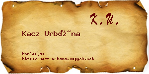 Kacz Urbána névjegykártya